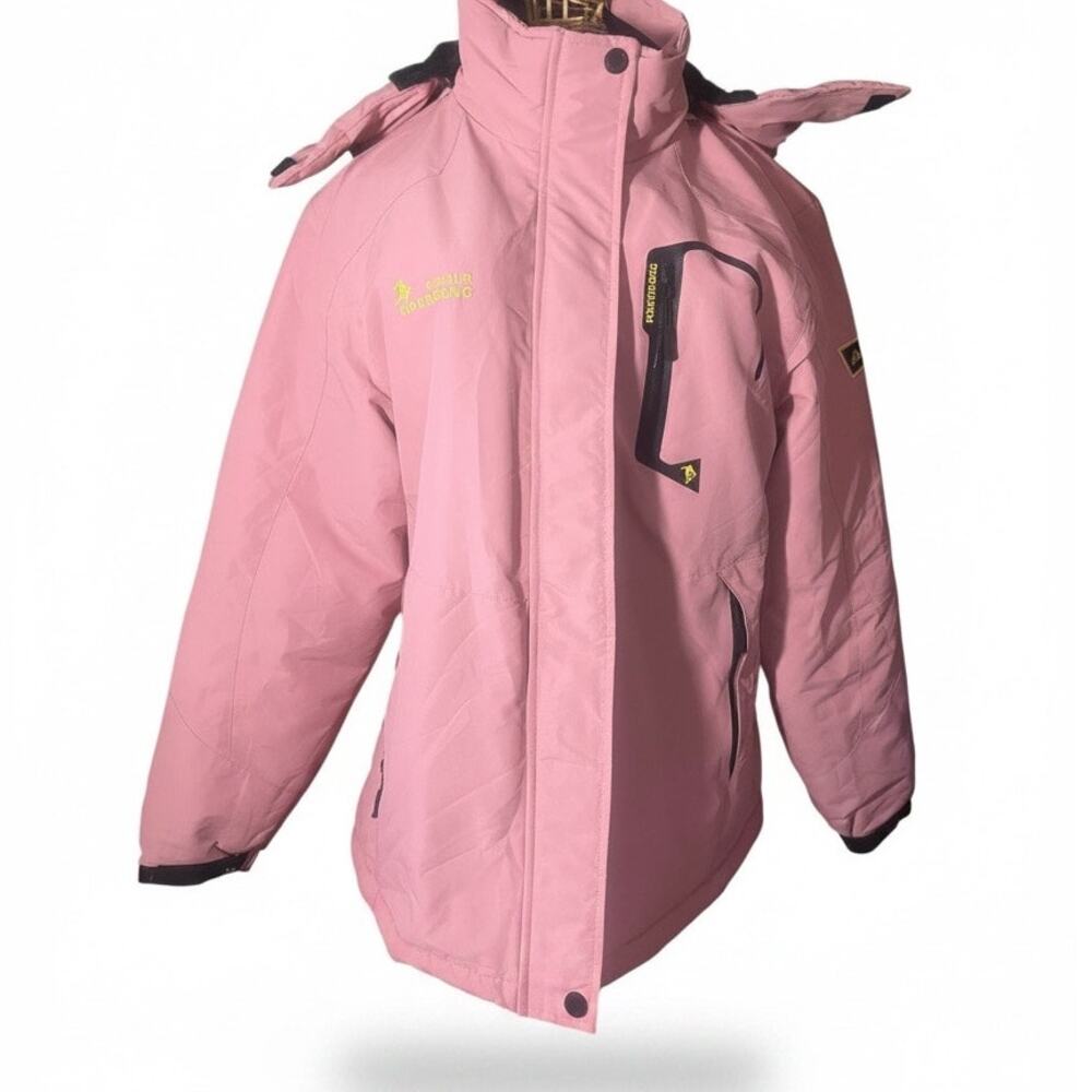 Moerdeng Women Waterproof Ski Jacket Detachable Hood Rose Pink Sz Large NWOT